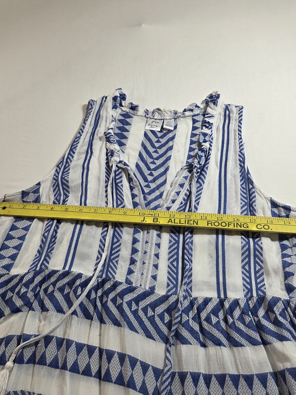 Goa Beachwear Japna Dress Maxi Striped White Blue Sleeveless V-Neck Beach Summer - Picture 10 of 14